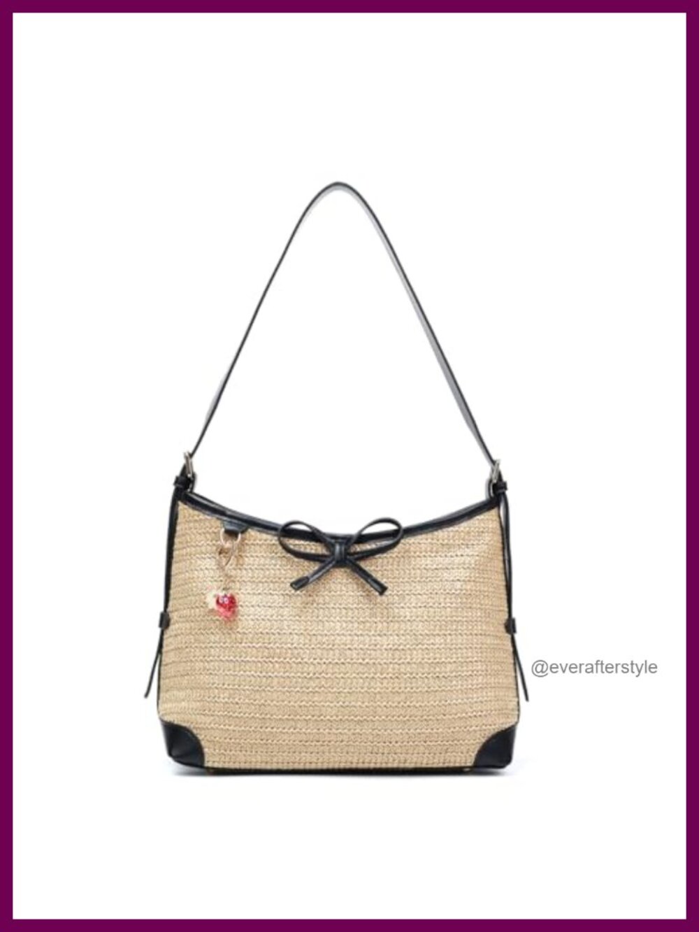 Straw Woven Hobo Shoulder Bag Vegan Faux PU Leather Beach Purse